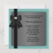 ブラックとターコイズブルーのスイート16誕生日パーティー 招待状 (裏面)