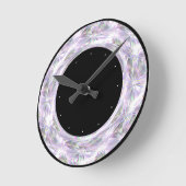 ブラックとダイヤモンドプリントの丸い時計 ラウンド壁時計 (傾斜)
