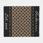 ブラックとトープのアールデコファンパーソナライズされた- フリースブランケット (正面(横))