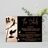 ブラックとバラの金ゴールドPeony結婚の詳細カード 箔シーズンカード (立ち正面)