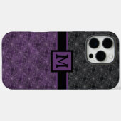 ブラックとパープルのゴシッククモの巣モノグラム Case-Mate iPhoneケース (裏面 (横))