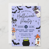 ブラックとパープルのハロウィンパーティー招待状 招待状 (正面)