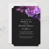 ブラックとパープルの甘い16.フローラ16歳 招待状 (正面)