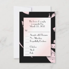 ブラックとピンクのアブストラクトミュージック RSVP（メニュー選択付き） 出欠カード