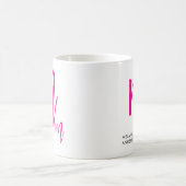 ブラックとピンクのスクリプトレターモノグラム コーヒーマグカップ (中央)