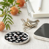 ブラックとピンクのフローラローラスケートで滑るスケート キーホルダー (側面)