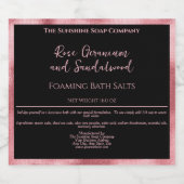 ブラックとピンクのホイル浴塩類パウチラベル スパークリングワインラベル (シングルラベル)