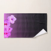 ブラックとピンクのホットピンクハイビスカス市松模様に バスタオルセット (ハンドタオル)