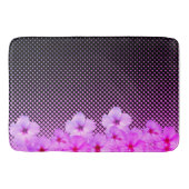 ブラックとピンクのホットピンクハイビスカス市松模様に バスマット (正面)