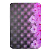 ブラックとピンクのホットピンクハイビスカス市松模様に バスマット (正面縦)