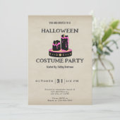 ブラックとピンクのロウソクのヴィンテージ・ハロウィン 招待状 (スタンド正面)