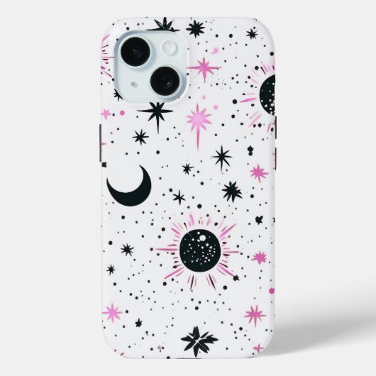 ブラックとピンクの天体太陽月星 Case-Mate iPhoneケース (裏面)