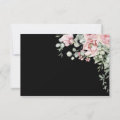 ブラックとピンクの花のボヘミアンスタイルの結婚式招待状 RSVP (裏面)