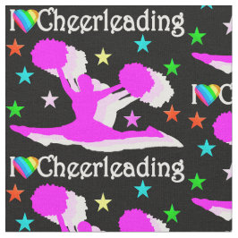 ブラックとピンクのI愛チアリーティング生地 ファブリック