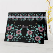 ブラックとピンクスとターコイズ カード (黄色い花)