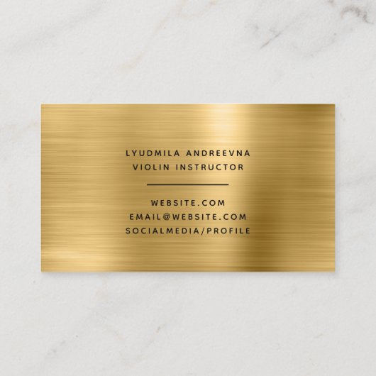 ブラックとフェイクゴールドの箔押しロシア音楽家 名刺 (裏面)