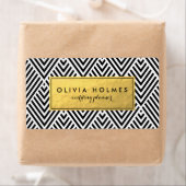 ブラックとフェイクゴールドフォイルのシェブロンのラベル ラベル (インサイチュ)