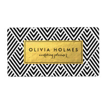 ブラックとフェイクゴールドフォイルのシェブロンのラベル