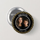 ブラックとフェイクゴールドフォイルハート母の日 缶バッジ (正面&裏面)