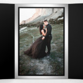 ブラックとフェイクシルバーフォイルパームリーブウェディング 三つ折り招待状 (内部中)