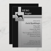 ブラックとフェイクシルバー グレー 鹿の招待状 招待状 (正面/裏面)