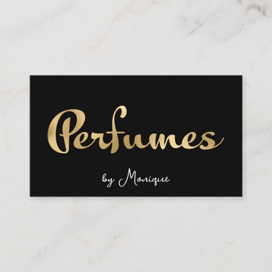 ブラックとフェイク金ゴールド香水の名刺 名刺 (正面)