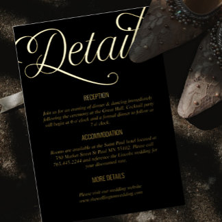 ブラックとフォイルミニマルの結婚詳細 箔招待状
