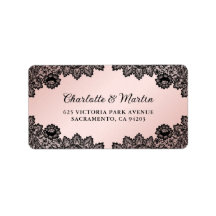 ブラックとブッシュの花柄レースのウェディング