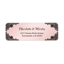 ブラックとブッシュの花柄レース ウェディング リターン アドレス