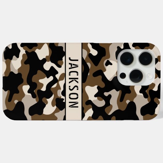 ブラックとブラウンのカモフラージュ オリジナルデザイン Case-Mate iPhoneケース (裏面 (横))