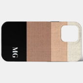 ブラックとブラウンの個人ストライプのイニシャル Case-Mate iPhoneケース (裏面 (横))