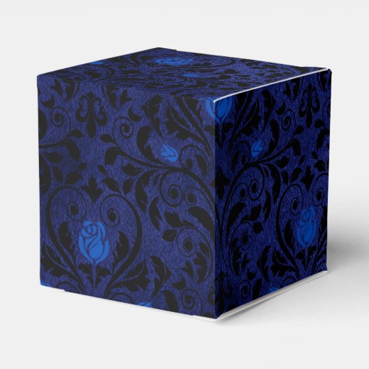 ブラックとブルーのゴシック ローズ ダマスク フェイバーボックス (裏面サイド)