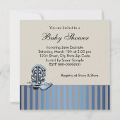 ブラックとブルーのロッキングホースベイビーシャワー 招待状 (裏面)