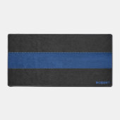 ブラックとブルーのヴィンテージレザーテクスチャモノグラム デスクマット (正面)