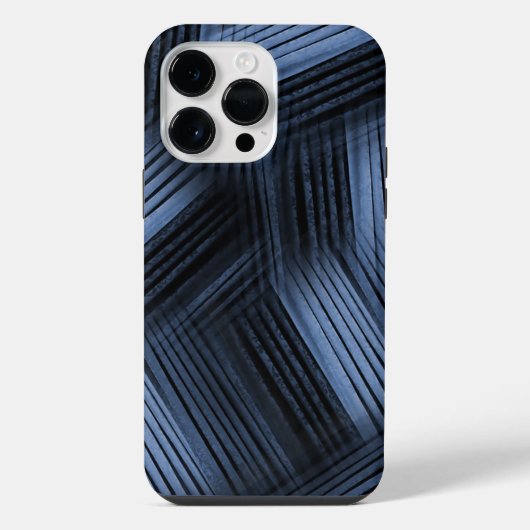 ブラックとブルーの斜め抽象芸術 iPhoneケース (裏面)