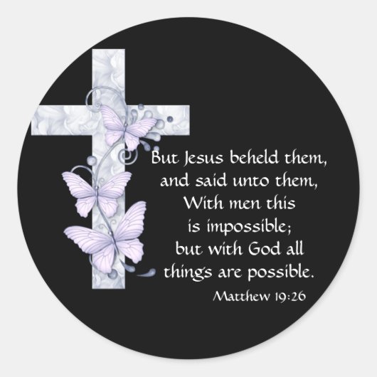 ブラックとブルークロス&蝶ステッカー ラウンドシール (正面)