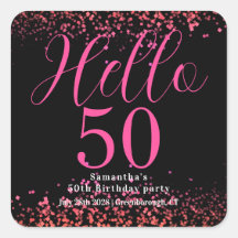 ブラックとホットピンクのフェイクグリッター 50歳の誕生日