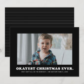 ブラックとホワイトでお茶目な「今年もなんとかクリスマス」 シーズンカード (正面/裏面)