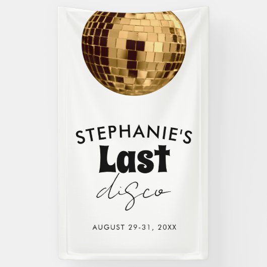 ブラックとホワイトにゴールドのラストディスコバチェロレッテ 横断幕 (縦)