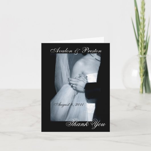 ブラックとホワイトのウェディングダンス感謝カード サンキューカード (正面)