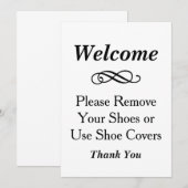 ブラックとホワイトのウェルカムサイン　靴を脱いでください (正面/裏面)