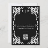 ブラックとホワイトのエレガントで華麗な結婚式の招待状 招待状 (裏面)