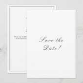 ブラックとホワイトのエレガントなスクリプトQRコード セーブザデート (正面/裏面)