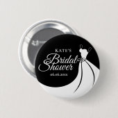 ブラックとホワイトのエレガントなドレス ブライダルシャワー 缶バッジ (正面&裏面)