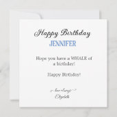 ブラックとホワイトのオルカクジラの3層バースデーケーキ カード (裏面)