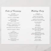 ブラックとホワイトのオールドマネー エレガントなウェディングプログラム (裏面)