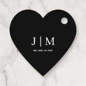 ブラックとホワイトのカスタマイズ可能なウェディング フェイバータグ (裏面)