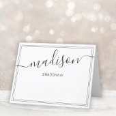 ブラックとホワイトのカスタマイズ名前スクリプト署名 サンキューカード