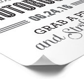 ブラックとホワイトのカスタムウェディングフォトブースサイン ポスター (角)