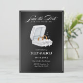 ブラックとホワイトのカップルリング セーブザデート (スタンド正面)